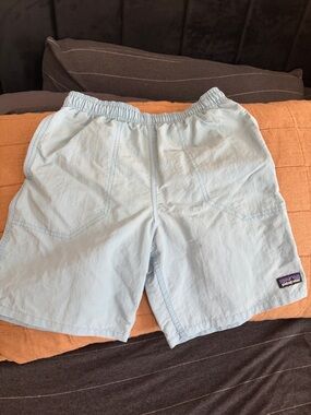 Patagonia Light Blue Athletic Elastic-Waist Shorts